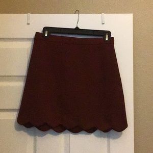 Maroon short scalloped skirt - rarely worn